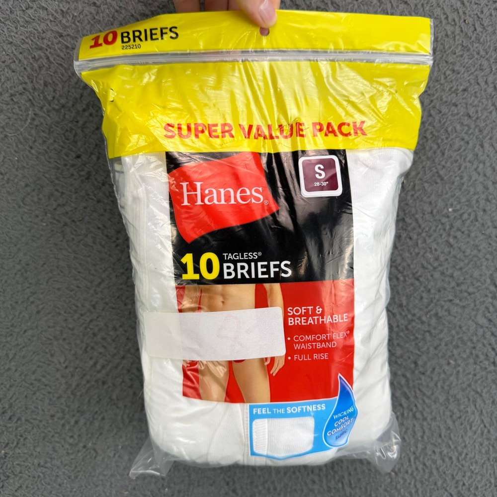 Hanes Mens 10 Pack Tagless Briefs White Cotton Comfort Flex Waistband Small